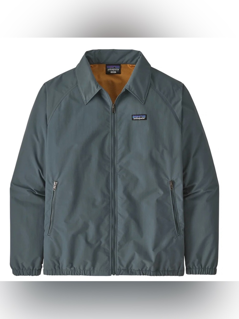 Patagonia Men’s Teal Gray Windbreaker with Mustard Lining